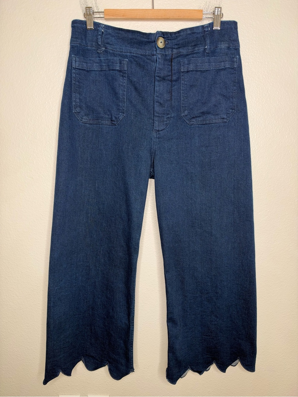 Maeve by Anthropologie The Colette Scallop Crop Wide-Leg Jeans 32